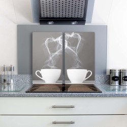 Szkło ochronne na kuchenkę indukcyjną z motywem kawy, serca, rozmiar 2x30x52 cm