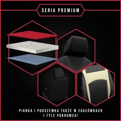 Komplet uniwersalnych pokrowców samochodowych Premium Design Leather beżowe